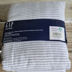 GAP Home Organic Cotton Gray and White Curtains 49 X 95 Inches